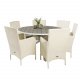 VENTURE DESIGN havest m. Parma bord (140) og 6 Malin stole m. armln - gr aintwood/hvid rattan