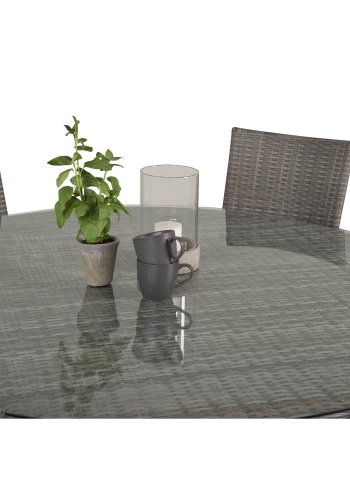 VENTURE DESIGN havest m. Volta bord (150) og 6 Anna stole m. armln - gr rattan og glas