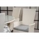 VENTURE DESIGN havest m. Volta bord (150) og 6 Padova stole m. recliner + hynde - hvid rattan/glas