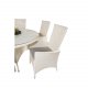 VENTURE DESIGN havest m. Volta bord (150) og 6 Padova stole m. recliner + hynde - hvid rattan/glas