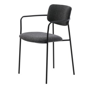 Zama spisebordsstol, m. armln - mrkegr melange stof og sort metal