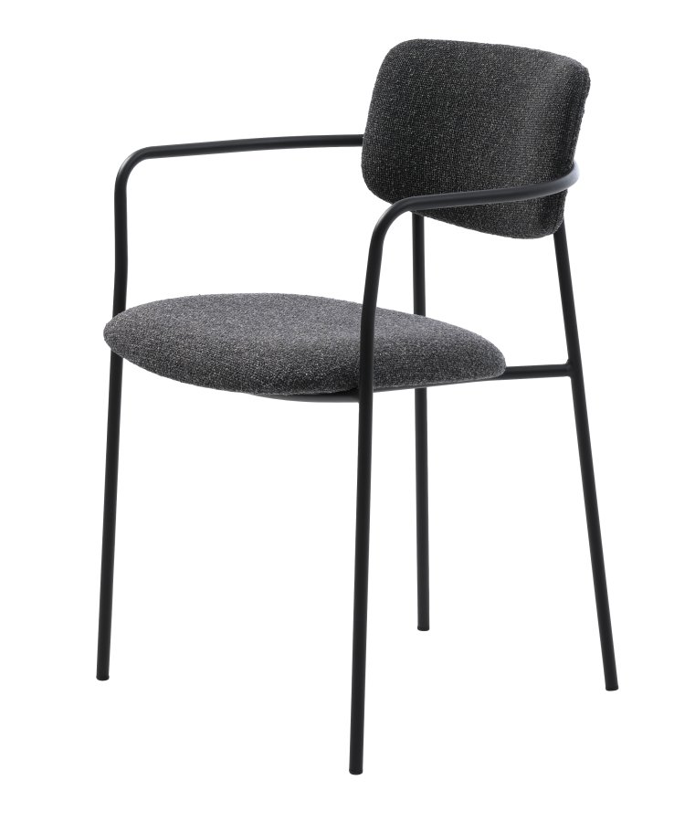 Zama spisebordsstol, m. armln - mrkegr melange stof og sort metal