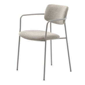 Zama spisebordsstol, m. armln - offwhite melange stof og gr metal