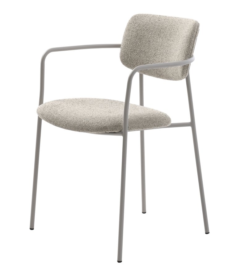 Zama spisebordsstol, m. armln - offwhite melange stof og gr metal