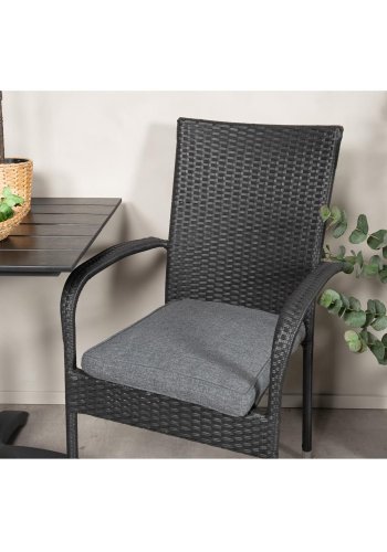 VENTURE DESIGN havest m. Colorado bord (70x70) og 2 Anna stole m. armln - sort rattan/aintwood/alu