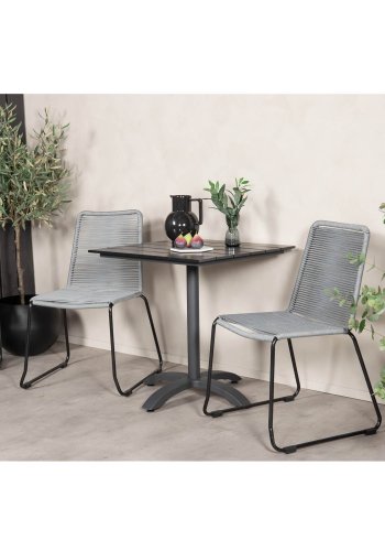 VENTURE DESIGN havest m. Colorado bord (70x70) og 2 Lindos stole - sort aintwood/gr reb