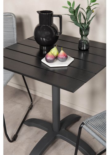 VENTURE DESIGN havest m. Colorado bord (70x70) og 2 Lindos stole - sort aintwood/gr reb