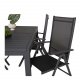 VENTURE DESIGN havest m. Marbella bord m. udtrk og 4 Break recliner stole - sort alu/textilene