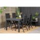 VENTURE DESIGN havest m. Marbella bord m. udtrk og 4 Break recliner stole - sort alu/textilene