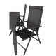 VENTURE DESIGN havest m. Marbella bord m. udtrk og 4 Break recliner stole - sort alu/textilene