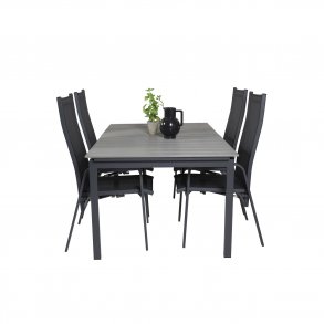 VENTURE DESIGN havest m Levels bord m udtrk og 4 Copacabana recliner stole - gr aintwood/sort alu