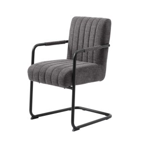 Trout spisebordsstol, m. armln - mrkegr stof og sorte ben