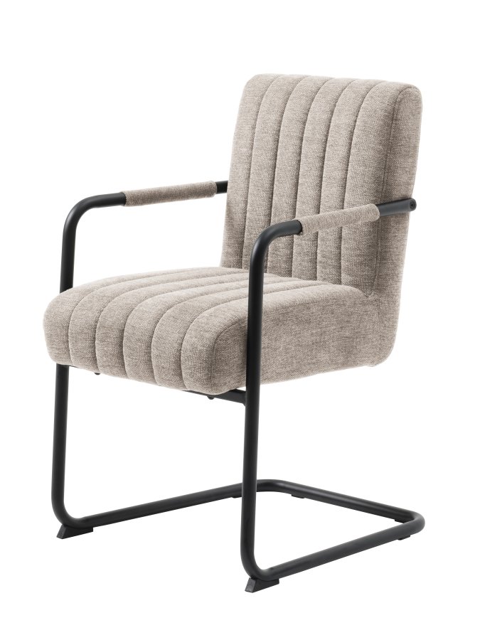 Trout spisebordsstol, m. armln - sand stof og sorte ben