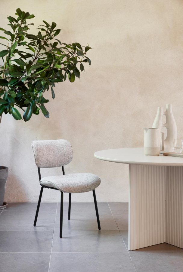 Buffalo spisebordsstol - offwhite melange stof og sorte ben