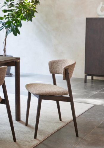 Revere spisebordsstol - latte melange stof og espressoolie