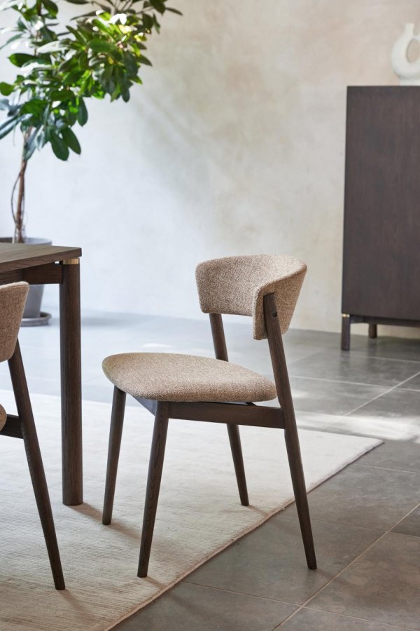 Revere spisebordsstol - latte melange stof og espressoolie