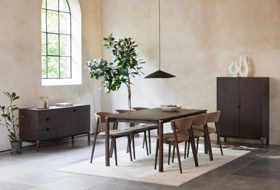 Revere spisebordsstol - latte melange stof og espressoolie