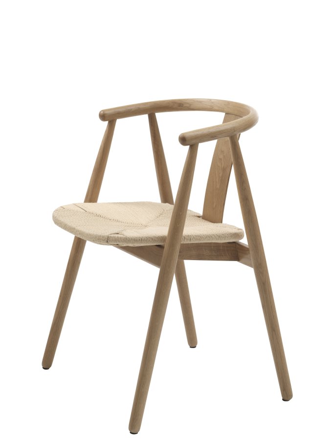 Relate spisebordsstol, m. armln - natur papirsnor og natur eg