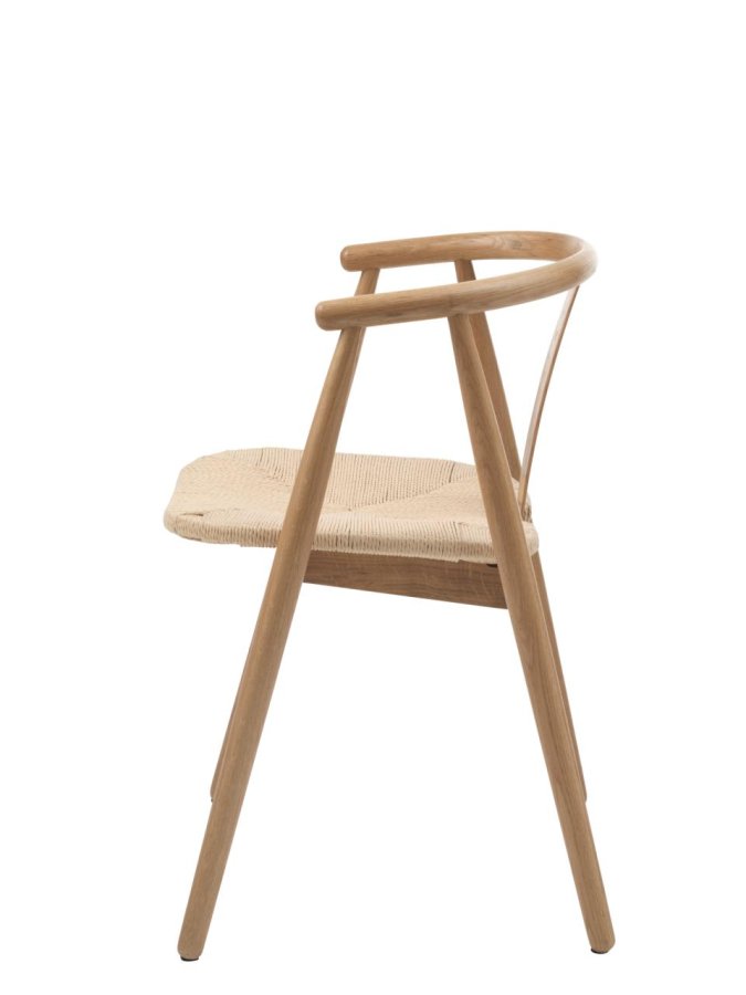 Relate spisebordsstol, m. armln - natur papirsnor og natur eg