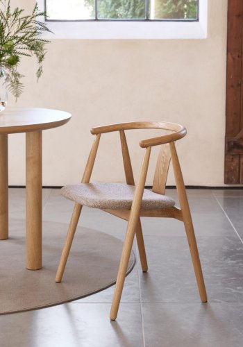 Relate spisebordsstol, m. armln - latte melange stof og natur eg