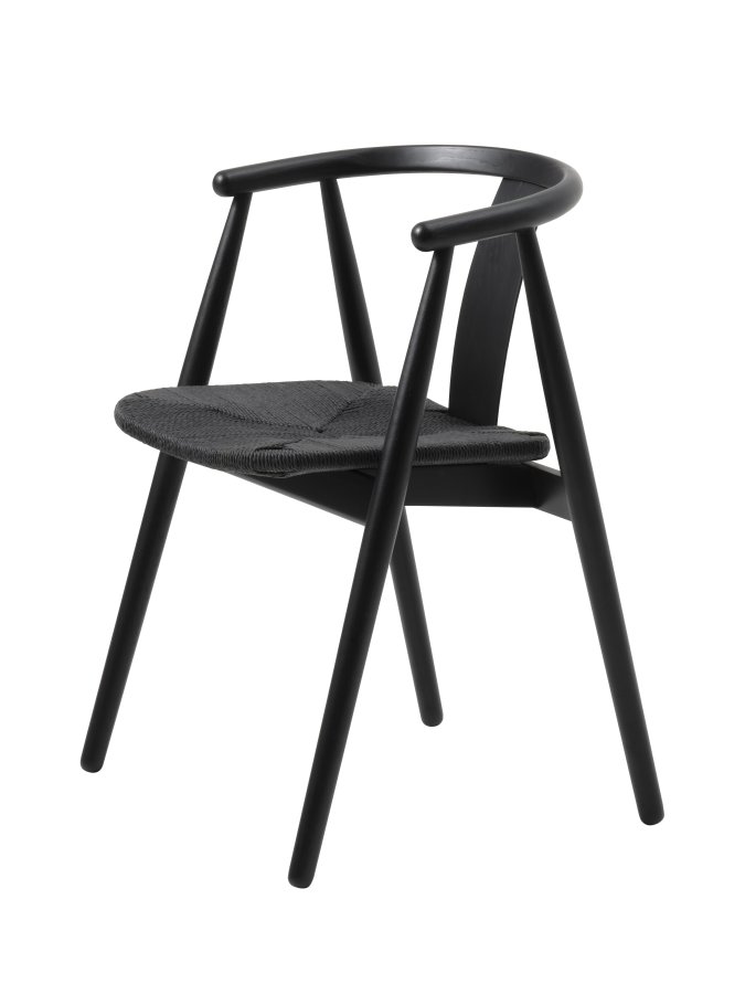 Relate spisebordsstol, m. armln - sort papirsnor og sort eg