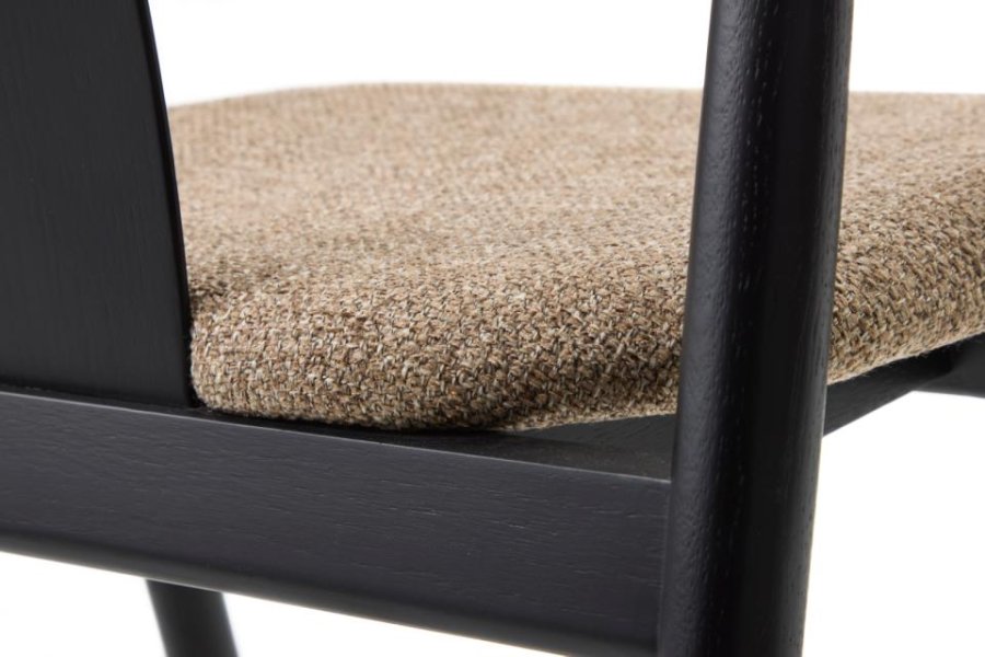 Relate spisebordsstol, m. armln - latte melange stof og sort eg