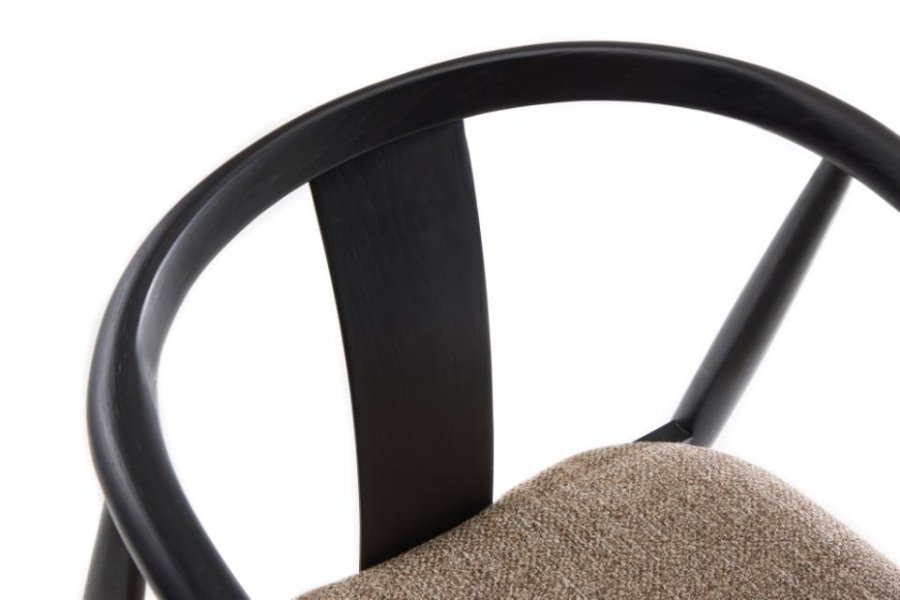 Relate spisebordsstol, m. armln - latte melange stof og sort eg