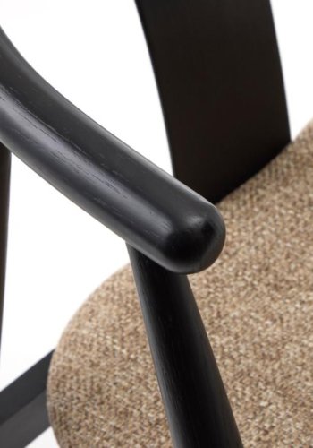 Relate spisebordsstol, m. armln - latte melange stof og sort eg