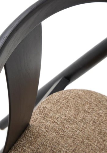 Relate spisebordsstol, m. armln - latte melange stof og sort eg