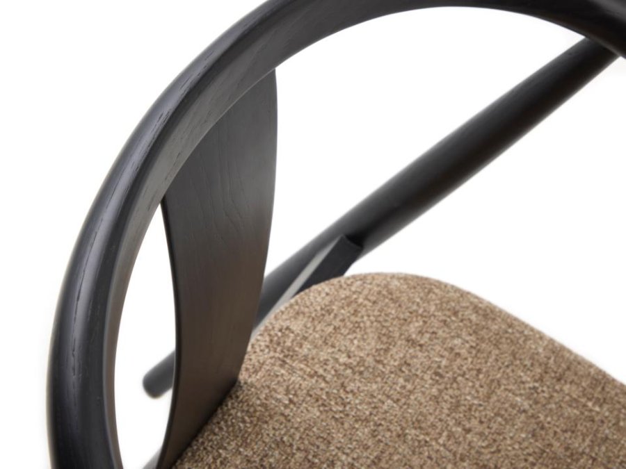 Relate spisebordsstol, m. armln - latte melange stof og sort eg