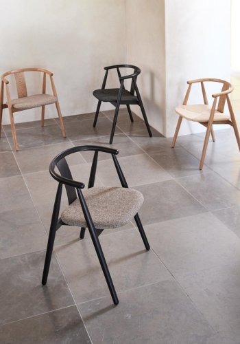 Relate spisebordsstol, m. armln - latte melange stof og sort eg