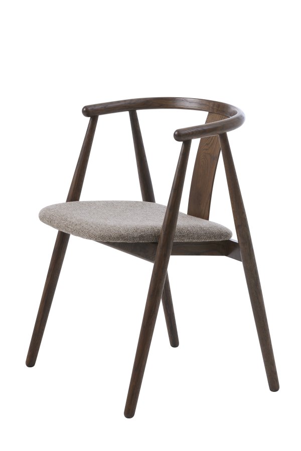 Relate spisebordsstol, m. armln - latte melange stof og rgfarvet eg