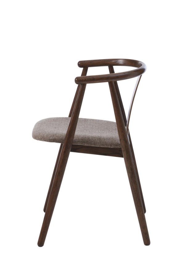 Relate spisebordsstol, m. armln - latte melange stof og rgfarvet eg