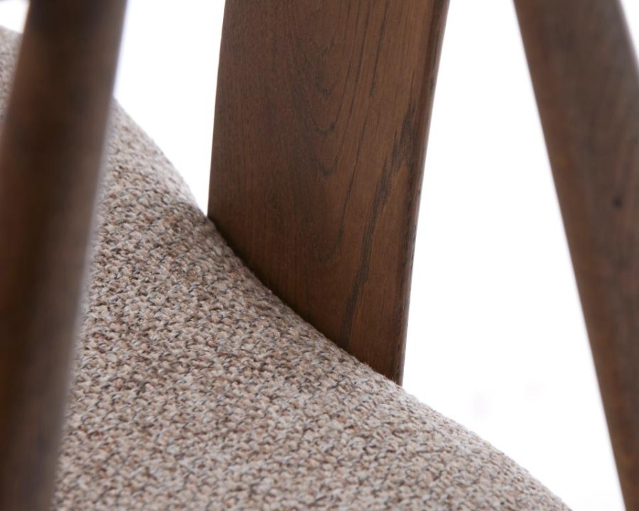 Relate spisebordsstol, m. armln - latte melange stof og rgfarvet eg