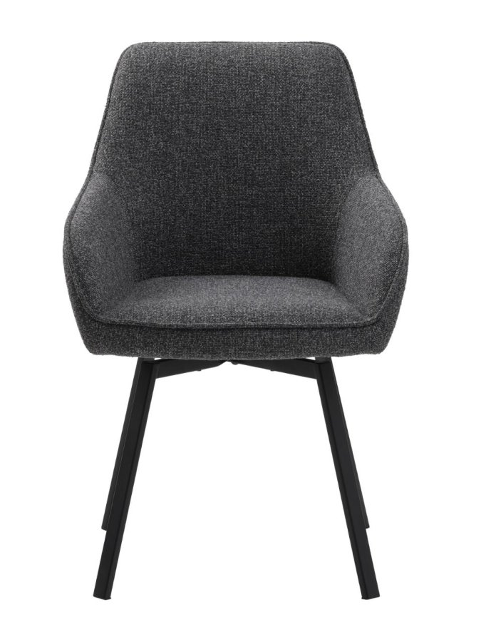 Alma drejestol, m. armln - mrkegr melange polyester og sorte ben