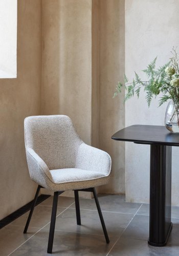 Alma drejestol, m. armln - offwhite melange polyester og sorte ben