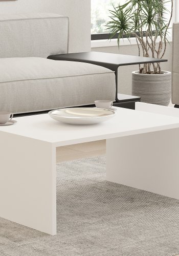 NORDVÄRK Memo sofabord, m. 2 rum - rektangulr - hvid melamin (86,8x50)