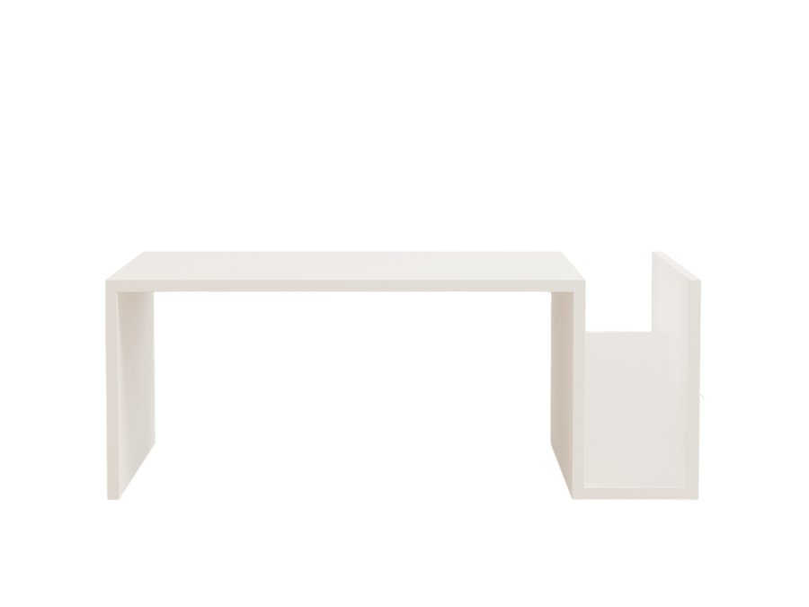 NORDVÄRK Memo sofabord, m. 2 rum - rektangulr - hvid melamin (86,8x50)