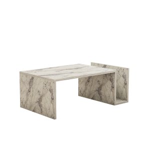 NORDVÄRK Memo sofabord, m. 2 rum - rektangulr - hvid Freesia marmor melamin (86,8x50)