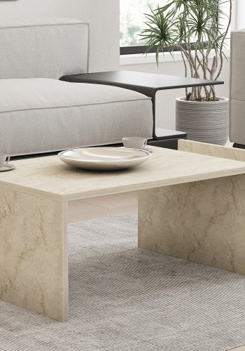 NORDVÄRK Memo sofabord, m. 2 rum - rektangulr - travertin melamin (86,8x50)