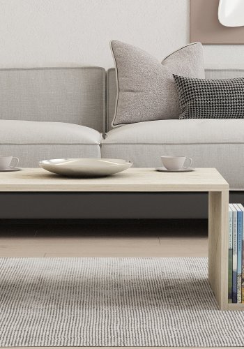 NORDVÄRK Memo sofabord, m. 2 rum - rektangulr - travertin melamin (86,8x50)