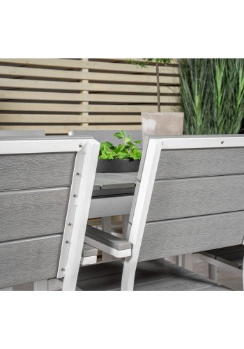 VENTURE DESIGN havest, m. Levels bord, m. udtrk og 6 Levels stole, m. armln - aintwood/alu 