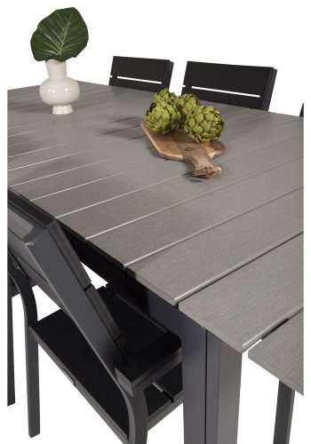 VENTURE DESIGN havest, m. Levels bord, m. udtrk og 6 Levels stole, m. armln - aintwood/alu