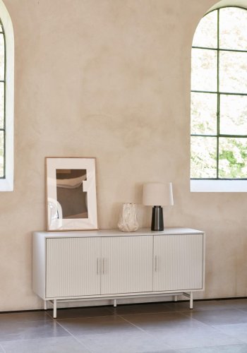 Palma sknk, m. 3 lger og hylder - greige MDF og metal (B:160)