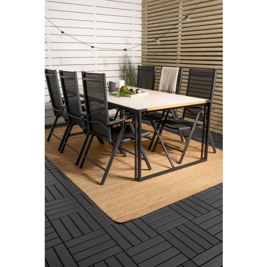 VENTURE DESIGN havest, m. Texas bord (200x100) og 6 Break 5:pos. stole - teak/alu/textilene