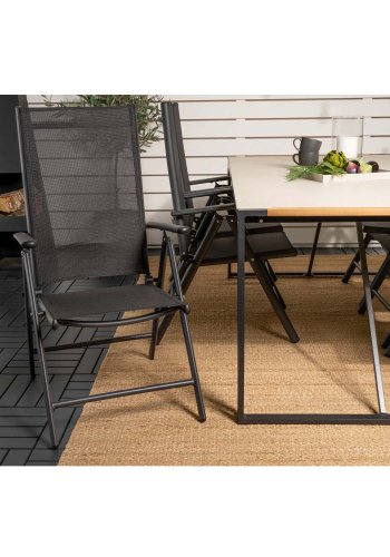 VENTURE DESIGN havest, m. Texas bord (200x100) og 6 Break 5:pos. stole - teak/alu/textilene