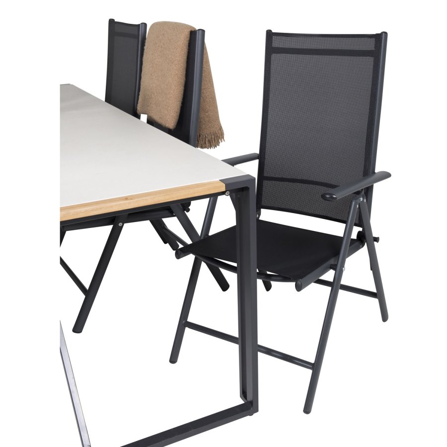 VENTURE DESIGN havest, m. Texas bord (200x100) og 6 Break 5:pos. stole - teak/alu/textilene