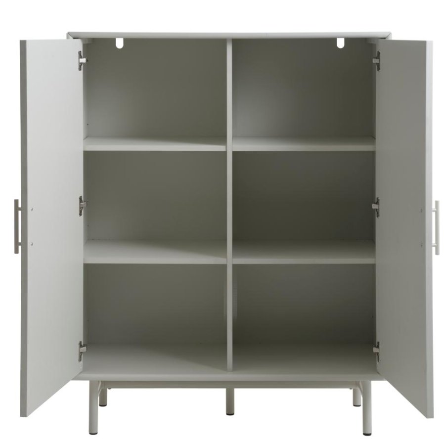 Palma skab, m. 2 lger og hylder - greige MDF og metal (H:125)