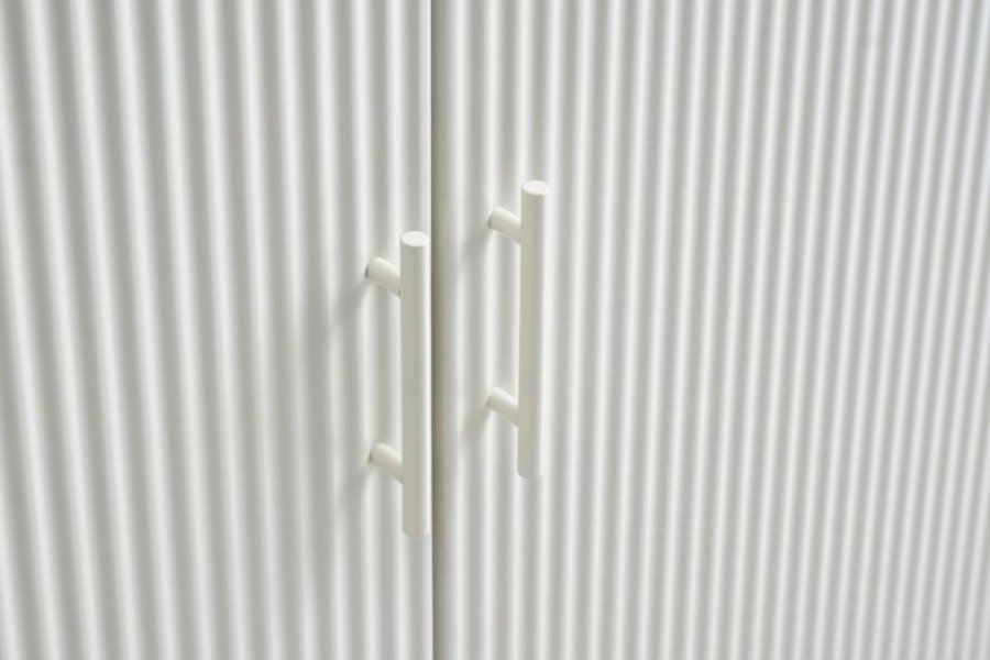 Palma skab, m. 2 lger og hylder - greige MDF og metal (H:125)