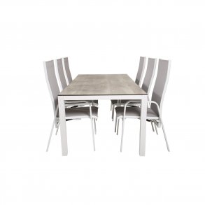 VENTURE DESIGN havest, m. Llama bord (205x100) og 6 Copacabana Recliner stole - laminat/alu